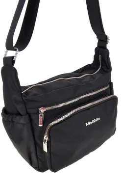 Borsa nera con zip multiple e tracolla regolabile Me & me spa 8059