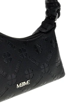 Borsa nera traforata manico intrecciato Me & me L4743