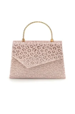 Borsa rosa con texture animalier e manico a catena Nbg SERA/3488