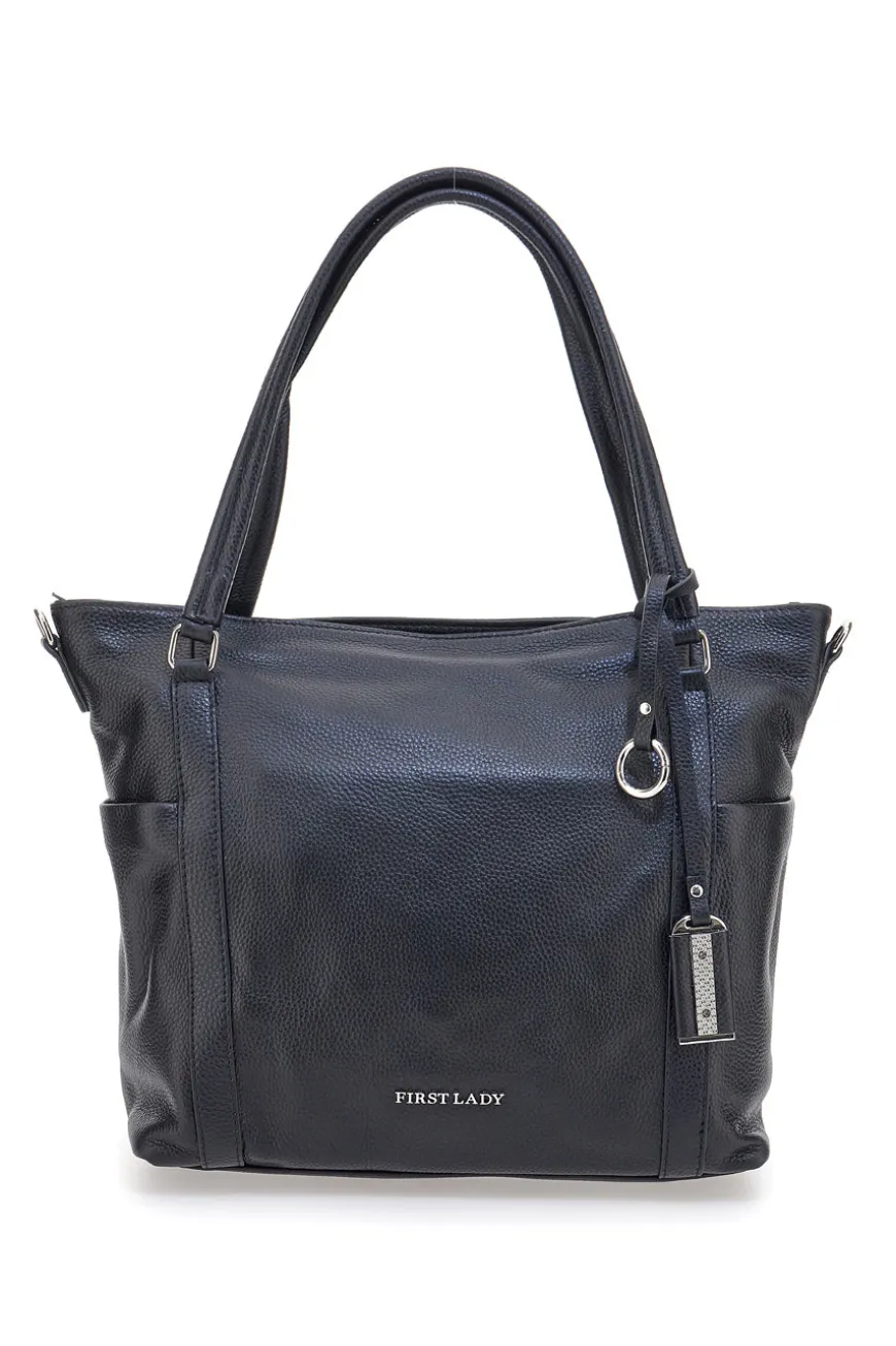 Borsa shopper nera con manici e tracolla inclusa First Lady SL 8251