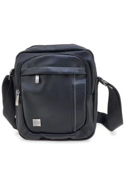Borsello a tracolla nera con cuciture a contrasto Black Ghost BASILE BS522-4