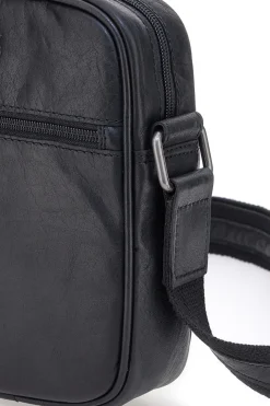 Borsello a tracolla nero compatto con zip frontale Black Shoot BS2355/T