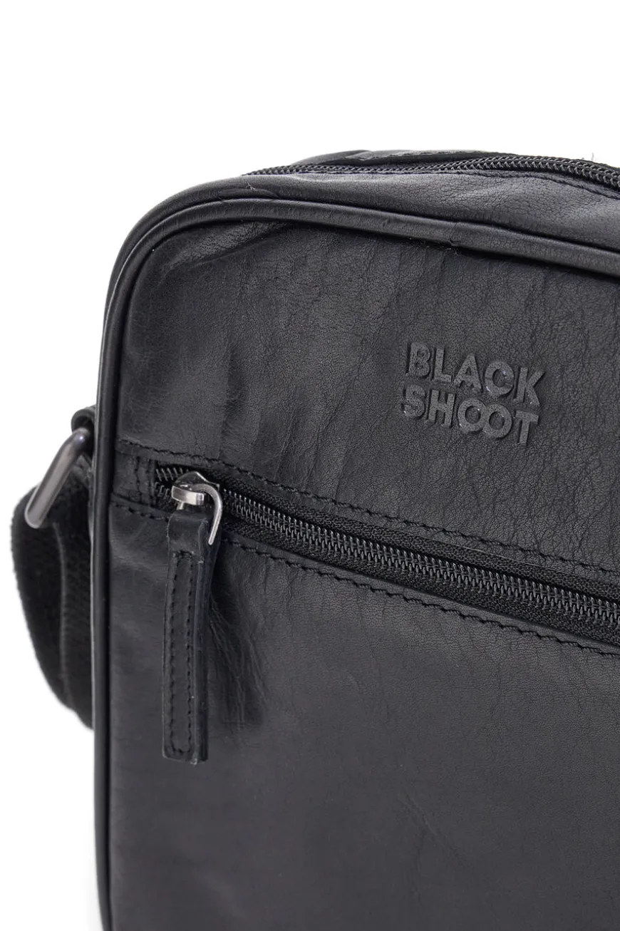 Borsello a tracolla nero compatto con zip frontale Black Shoot BS2355/T