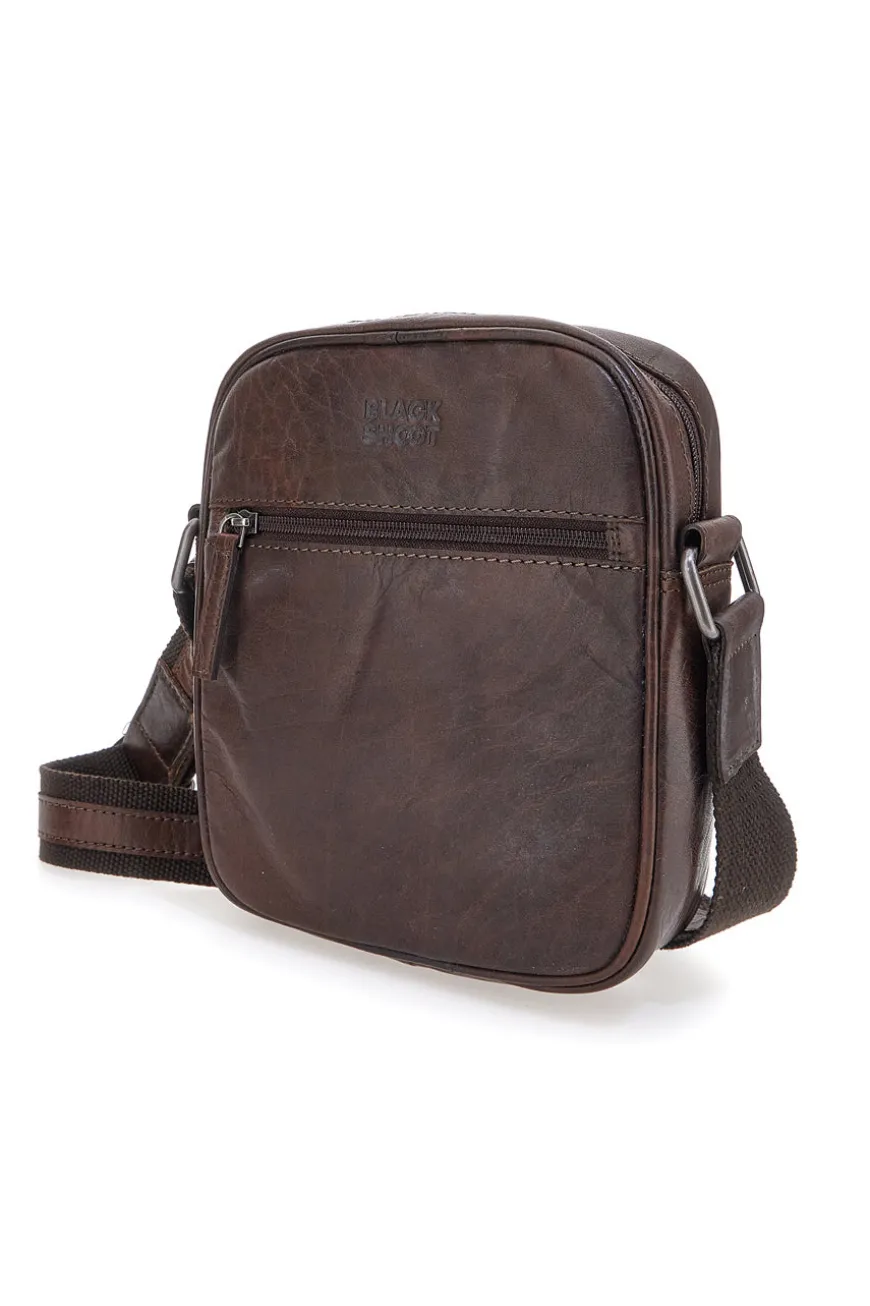 Borsello in pelle marrone Black Shoot BS2355/T con lavorazione artigianale