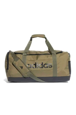 Borsone verde con logo laterale Adidas Linear Duffel