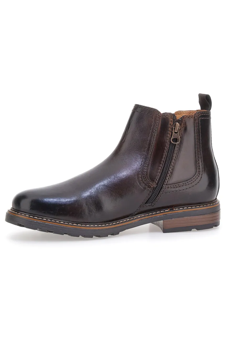 Braune Chelsea-Boots mit Reißverschluss und elastischen Einsätzen, Andrea Bruni LK02