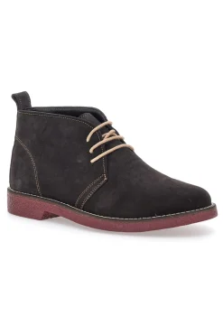Braune Stiefeletten aus echtem Leder mit burgunderfarbener Sohle Pittarello 322