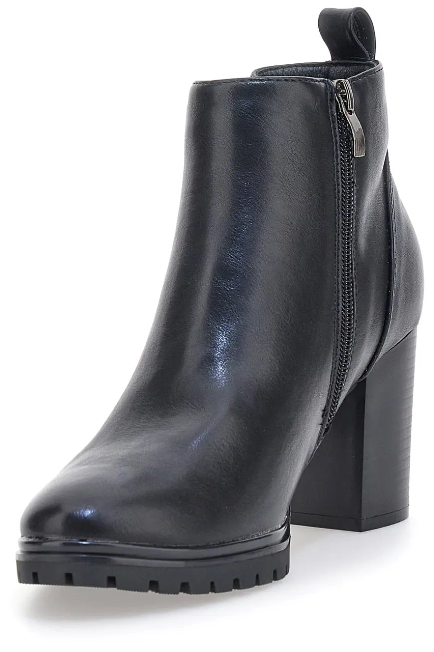 Cafè Cost 16807213 Schwarze Stiefeletten mit breitem Absatz und Profilsohle