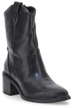 Café Cost 70295T06 Schwarze Texaner-Stiefeletten mit Blockabsatz