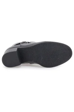 Cafe' Cost 240562 schwarze Stiefeletten mit breitem Absatz und dekorativem Riemen