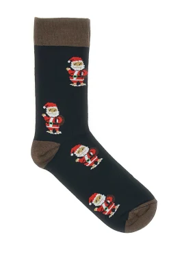 Calzini Neri Con Babbo Natale Taglia Unica Natalizi Crazy Socks 018