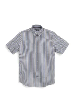 Camicia blu a righe con taschino Us golf CA2602