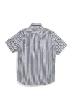 Camicia blu a righe con taschino Us golf CA2602