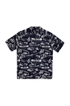 Camicia Blu navy fantasia in viscosa U.s.grand polo US61450M
