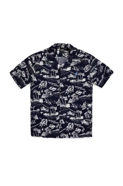 Camicia Blu navy fantasia in viscosa U.s.grand polo US61450M