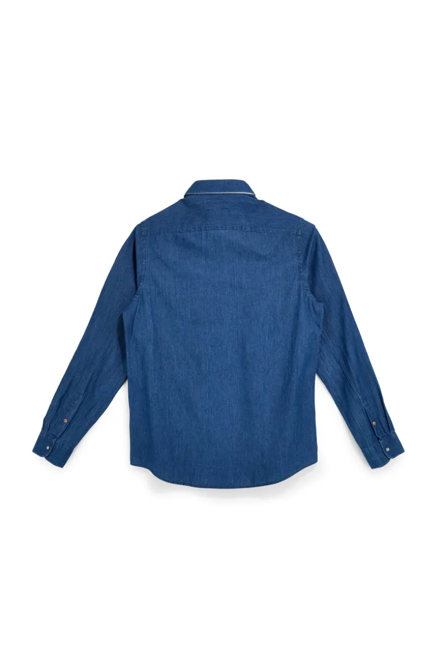 Camicia Denim Blu con Taschini Us Golf CA2614