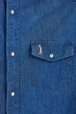 Camicia Denim Blu con Taschini Us Golf CA2614