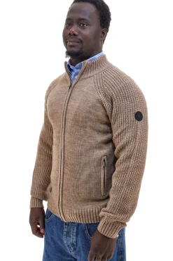 Cardigan beige con zip in misto lana No Limits MAJU021W25