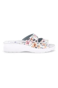 Ciabatta bianca multicolore con sottopiede in pelle Best Medical 122F