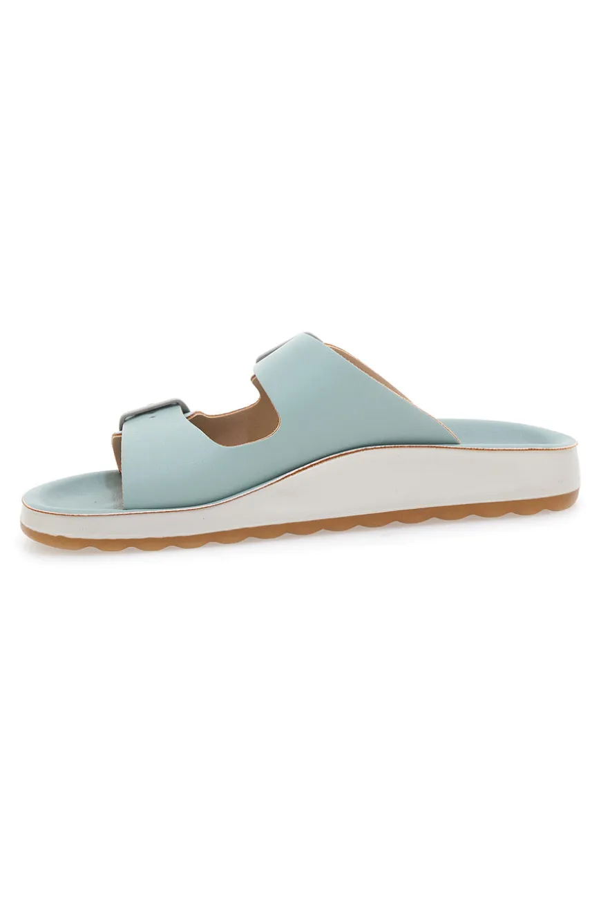Ciabatte azzurre verde acqua con doppia fibbia e fondo comfort FLY FLOT 77077ZZ