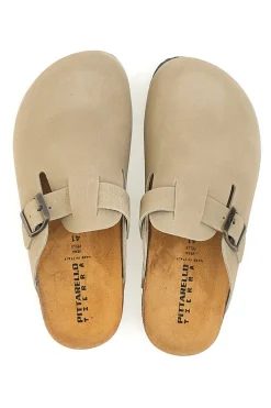 Ciabatte beige chiaro con fibbia in vera pelle Pittarello Tierra 335A013PR