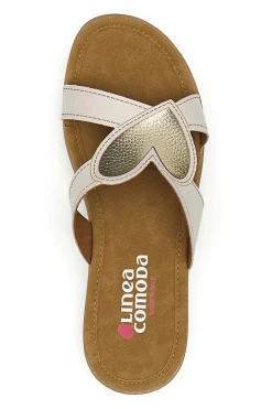 Ciabatte beige con dettaglio a cuore Linea Comoda 7190V