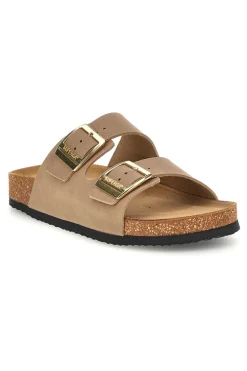 Ciabatte beige con doppia fascia regolabile Made in Italy in vera pelle Superga S31T823