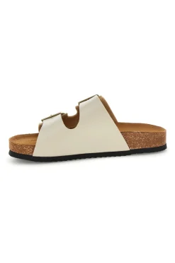 Ciabatte beige con doppia fascia regolabile Made in Italy in vera pelle Superga S31C731