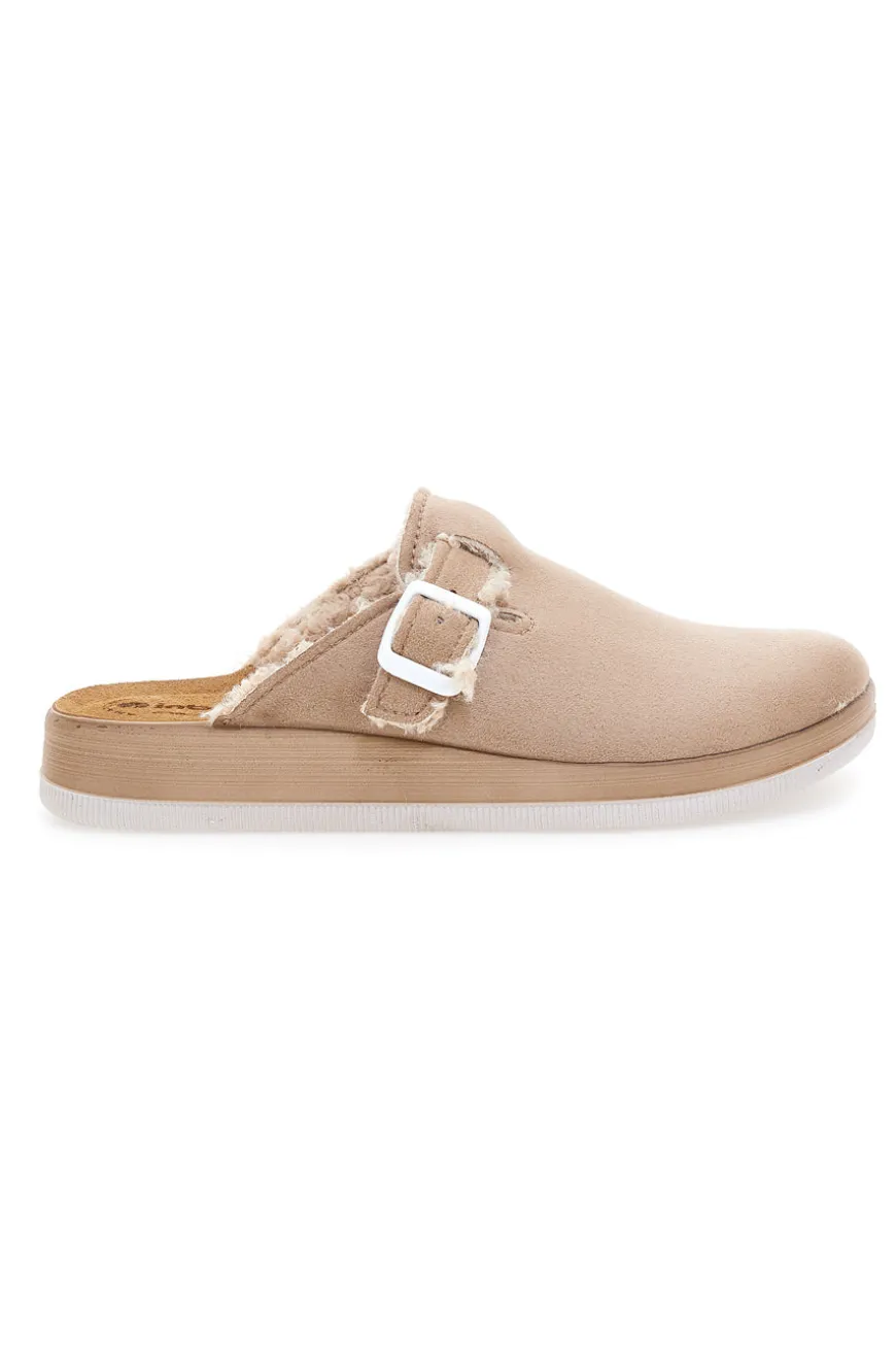 Ciabatte beige con fibbia e fodera calda Inblu 39 CT