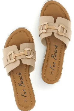 Ciabatte beige con morsetto Fun beach 15601