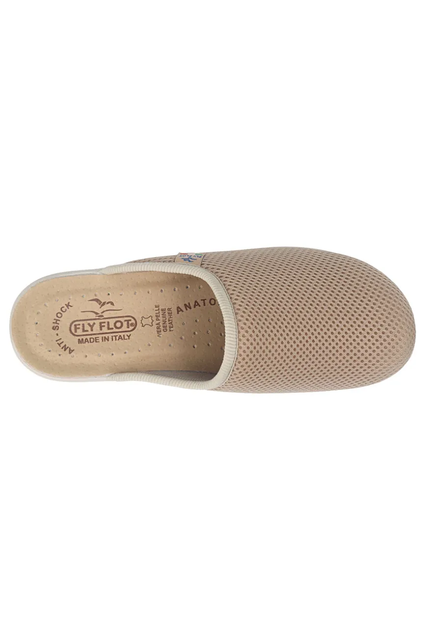 Ciabatte beige con sottopiede in vera pelle antiscivolo Fly Flot 90T40368FE
