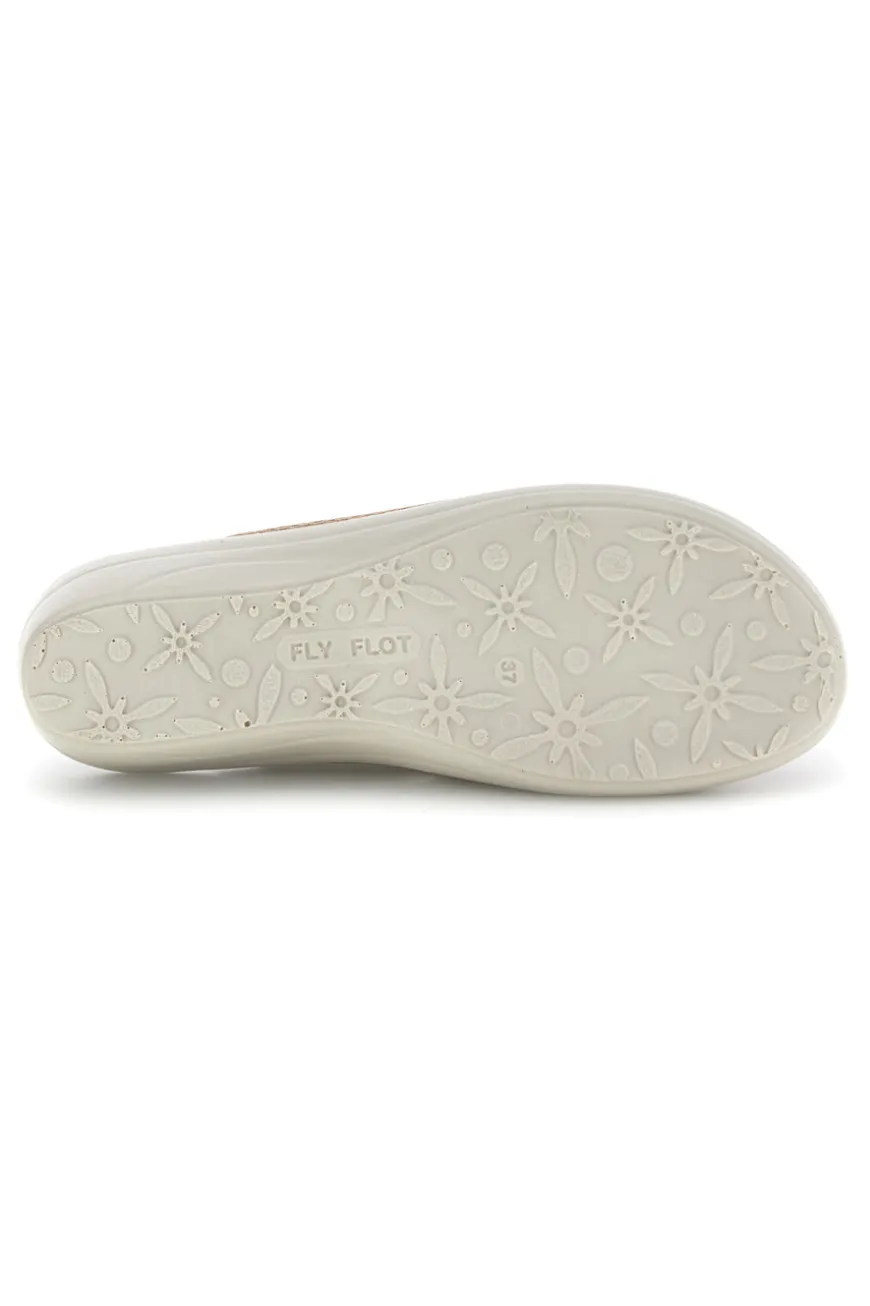 Ciabatte beige con sottopiede in vera pelle antiscivolo Fly Flot 90T40368FE