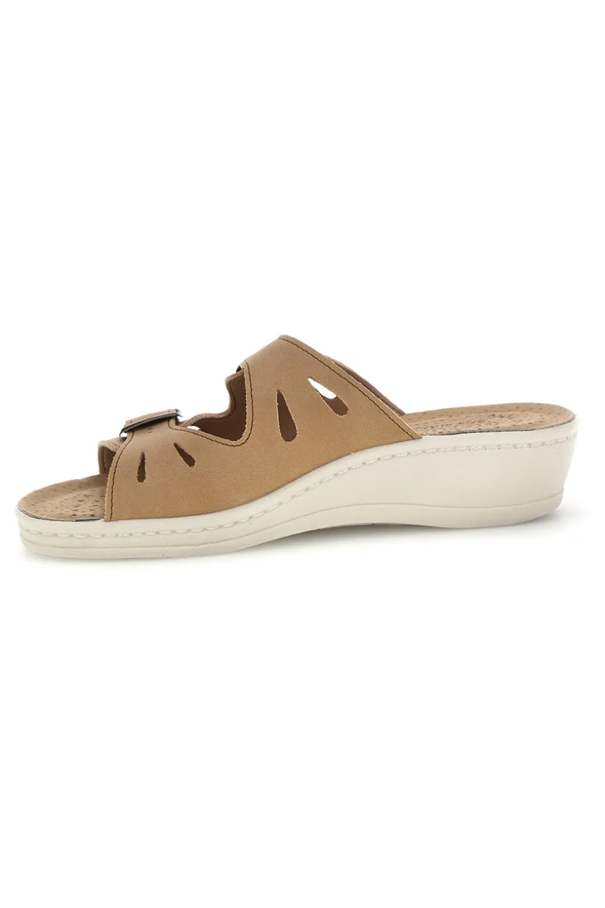 Ciabatte beige con sottopiede in vera pelle e plantare anatomico Fly Flot 90160008CE
