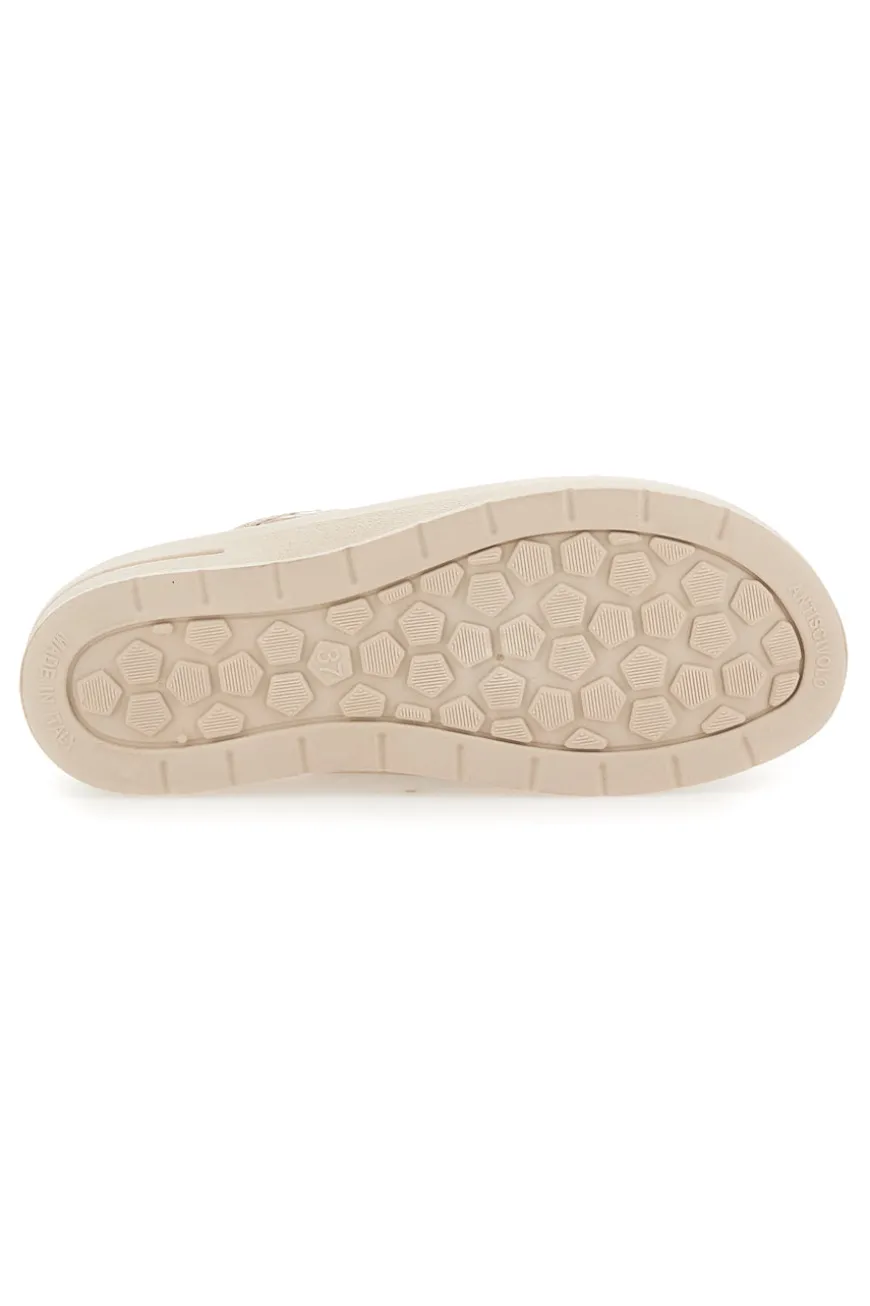 Ciabatte Beige con Tomaia in Pelle Effetto Lucido BIO UP 753