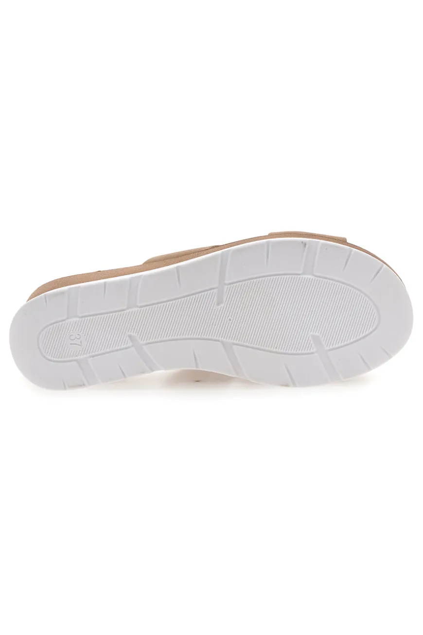 Ciabatte Beige con Zeppa A Contrasto Bianca PLOCADI 11071242