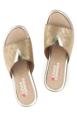 Ciabatte Beige Dettagli Metallizzati Linea comoda 8551