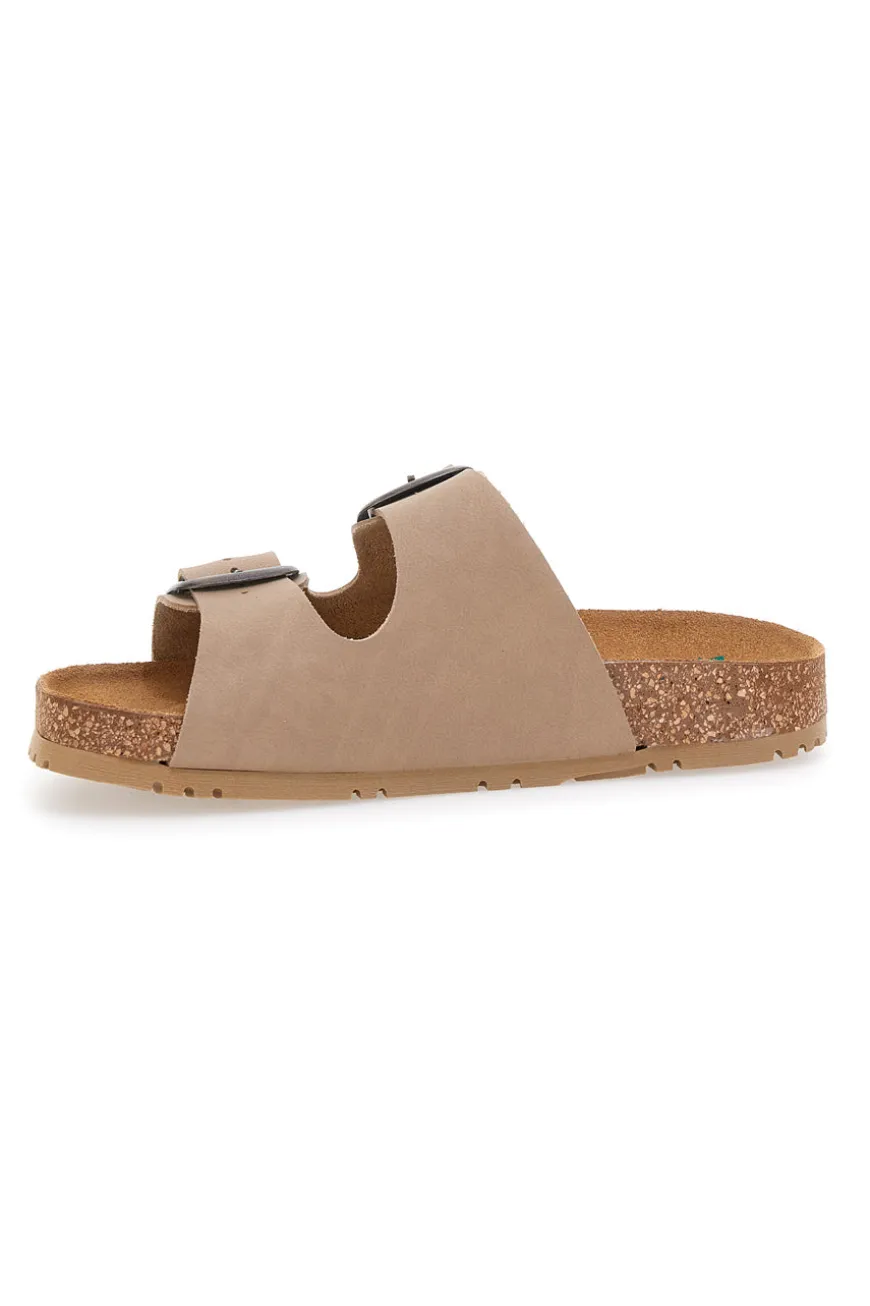 Ciabatte beige doppia fibbia Pittarello Green walk 335CF20630SR