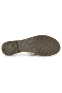 Ciabatte beige in vera pelle con fasce incrociate Pittarello sun TIMA3960