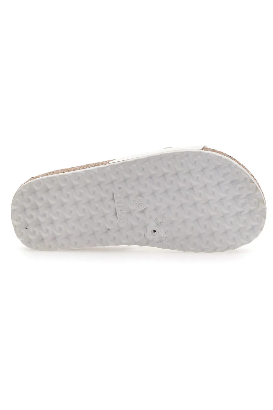 Ciabatte Bianche Con Catenina Oro Pitt Kids 14450