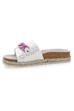 Ciabatte bianche con cuore glitter rosa Pitt Kids 14436