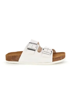 Ciabatte bianche con doppia fascia regolabile Made in Italy in vera pelle Superga S31C731