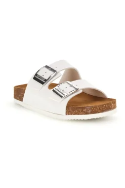 Ciabatte bianche con doppia fascia regolabile Made in Italy in vera pelle Superga S31C731
