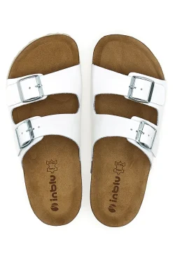 Ciabatte Bianche con Doppia Fascia e Sottopiede in Pelle INBLU 20 ND