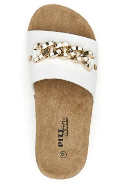 Ciabatte bianche con maxi catena oro Pitt Kids 14450