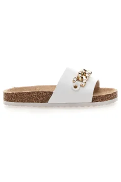 Ciabatte bianche con maxi catena oro Pitt Kids 14450