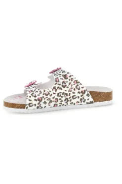 Ciabatte Bianche con Stampa Animalier Pitt kids 14459