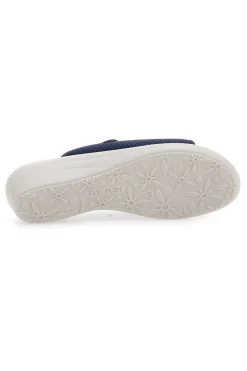 Ciabatte blu a punta aperta con sottopiede in pelle Fly Flot T4429FE