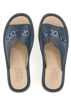 Ciabatte Blu Con Zeppa Made In Italy Linea Comoda 7226