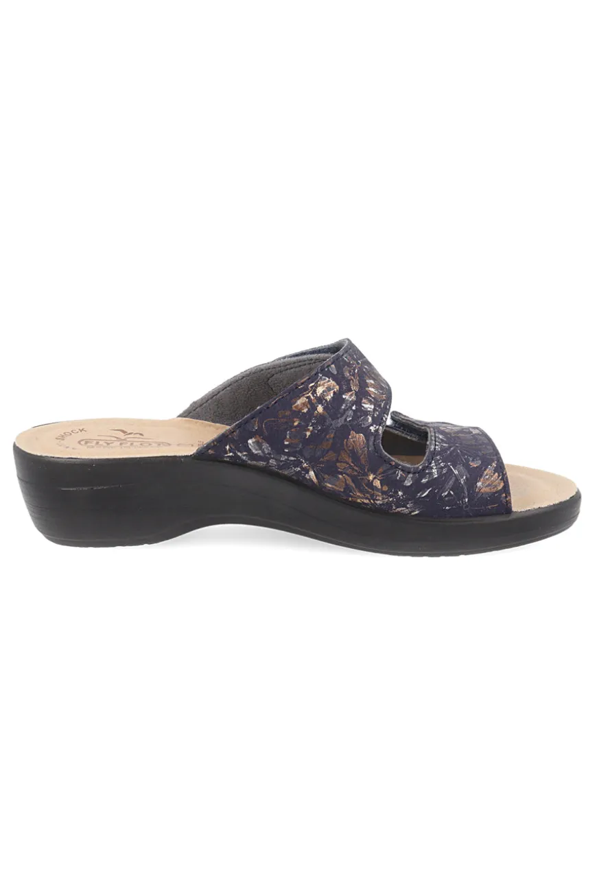 Ciabatte blu in vera pelle anatomiche Fly flot 90T50B18CE