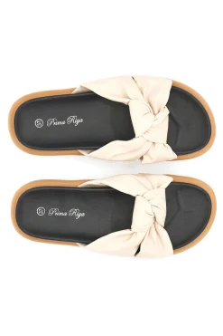 Ciabatte casual Prima Riga 43 Beige con arricciatura